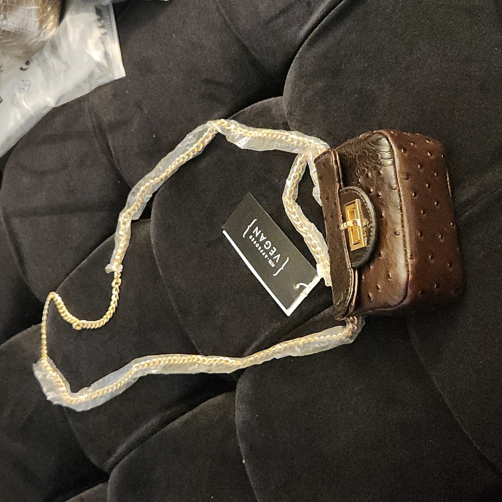 Dark brown leather vegan approve leather coin purse